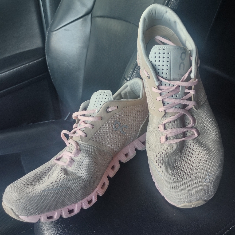 On Women's Athletic Shoes in Beige and Pink
